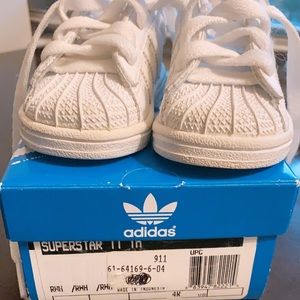 Infant white ADIDAS Superstar lace up sneakers 4